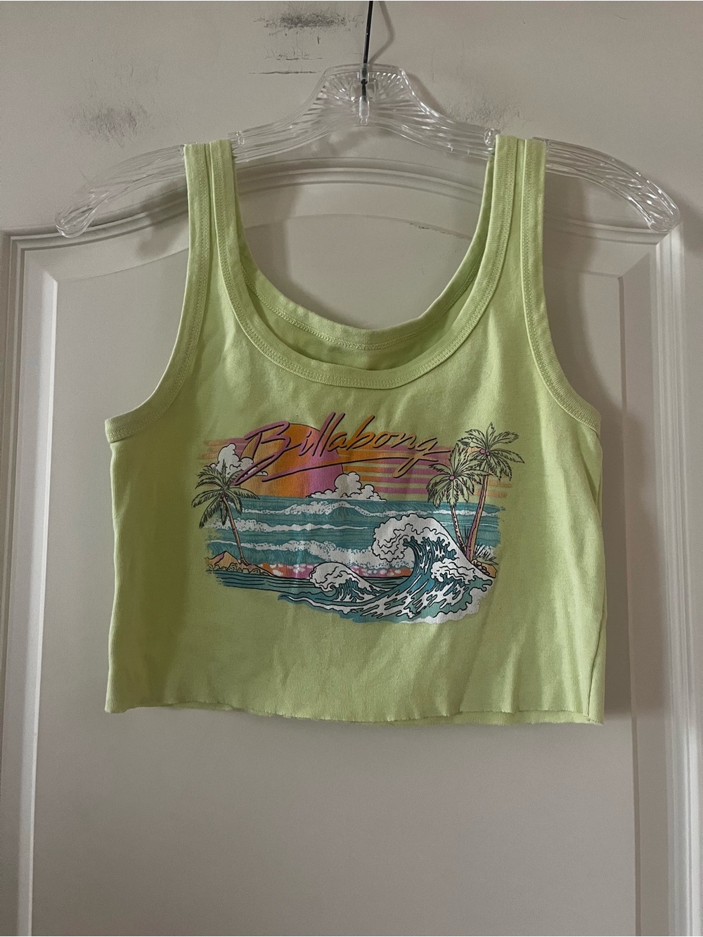 Billabong Lime Green Tropical Wave Crop Tank Size Medium